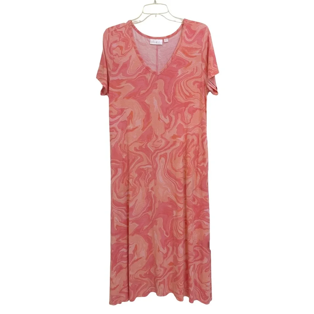 pink and orange marble dress Louise Marble Wrap Dress Orange